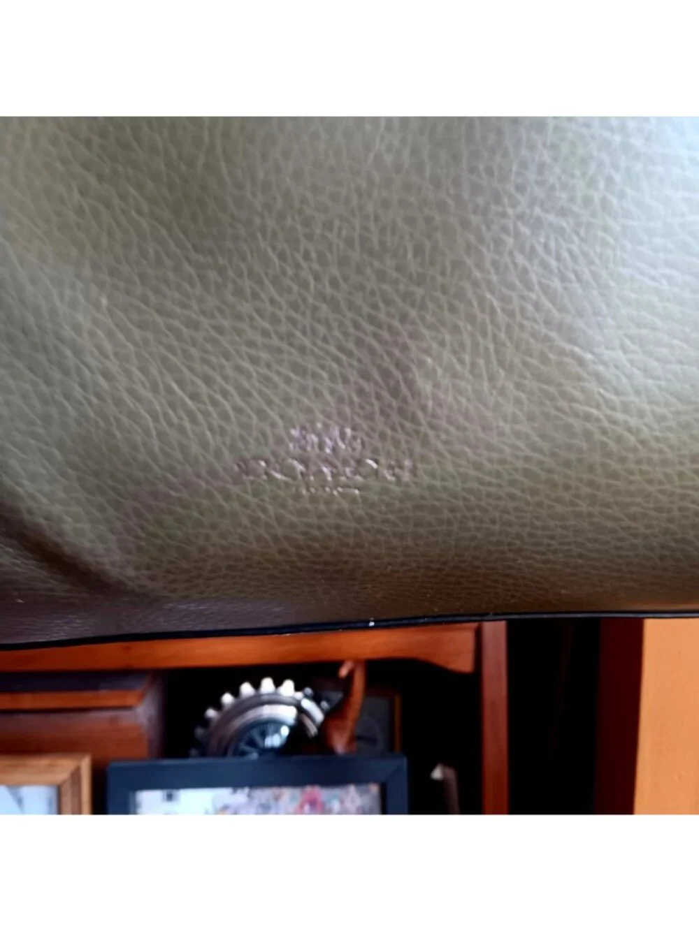 Coach Olive Green Derby Leather Tote Bag With Matching Wristlet